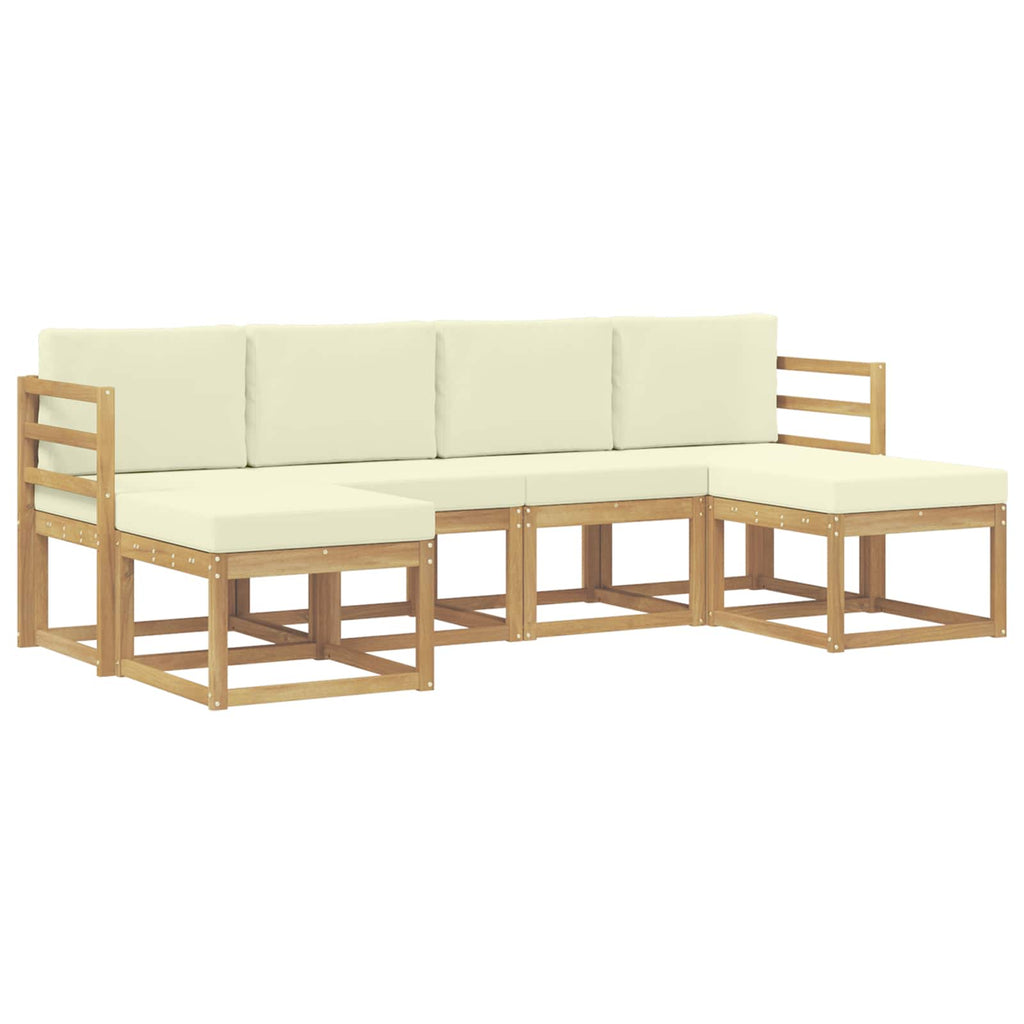 Outdoor-Sofagarnitur mit Kissen 6 pcs Natur und Creme Polyester