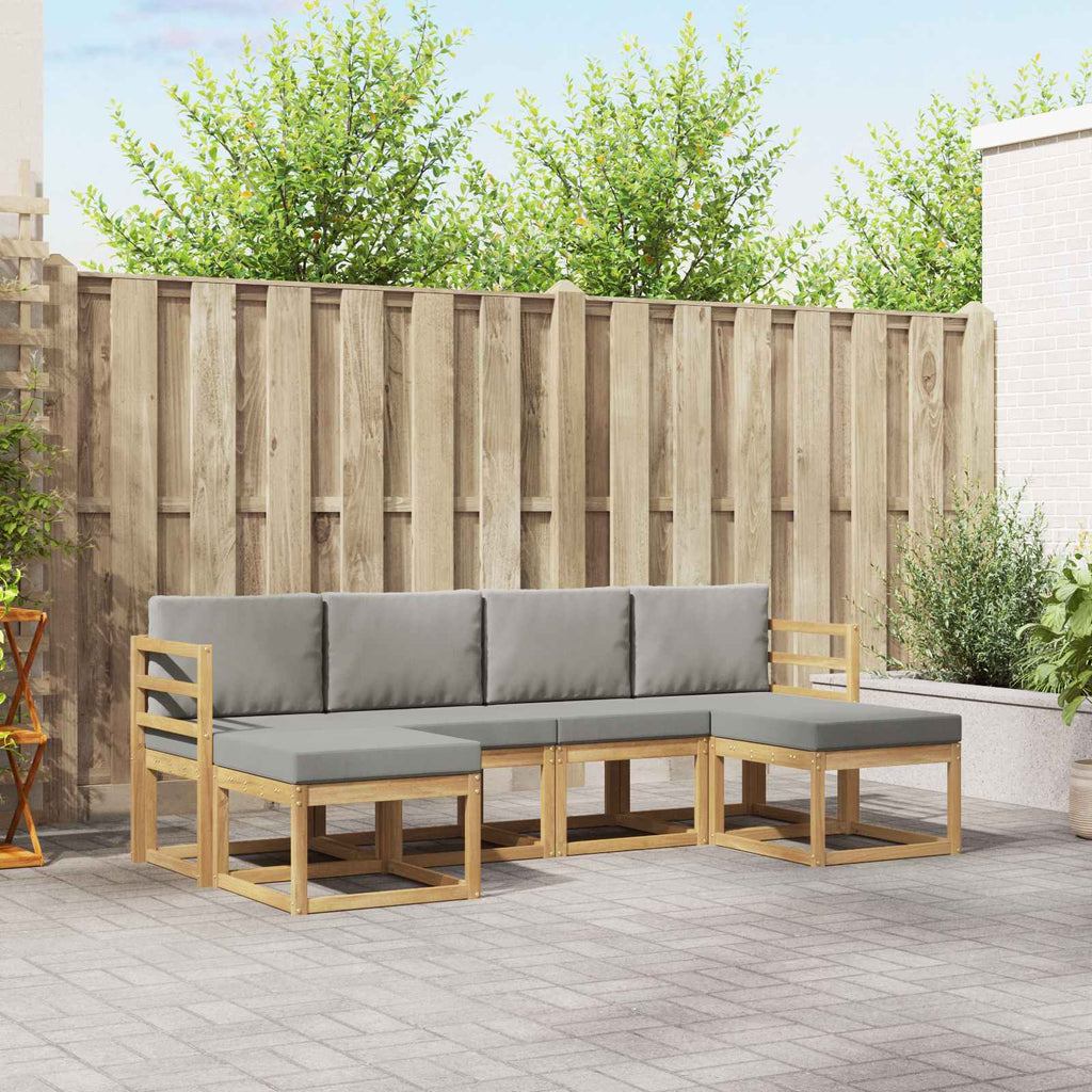 Outdoor-Sofagarnitur mit Kissen 6 pcs Weiß und Hellgrau