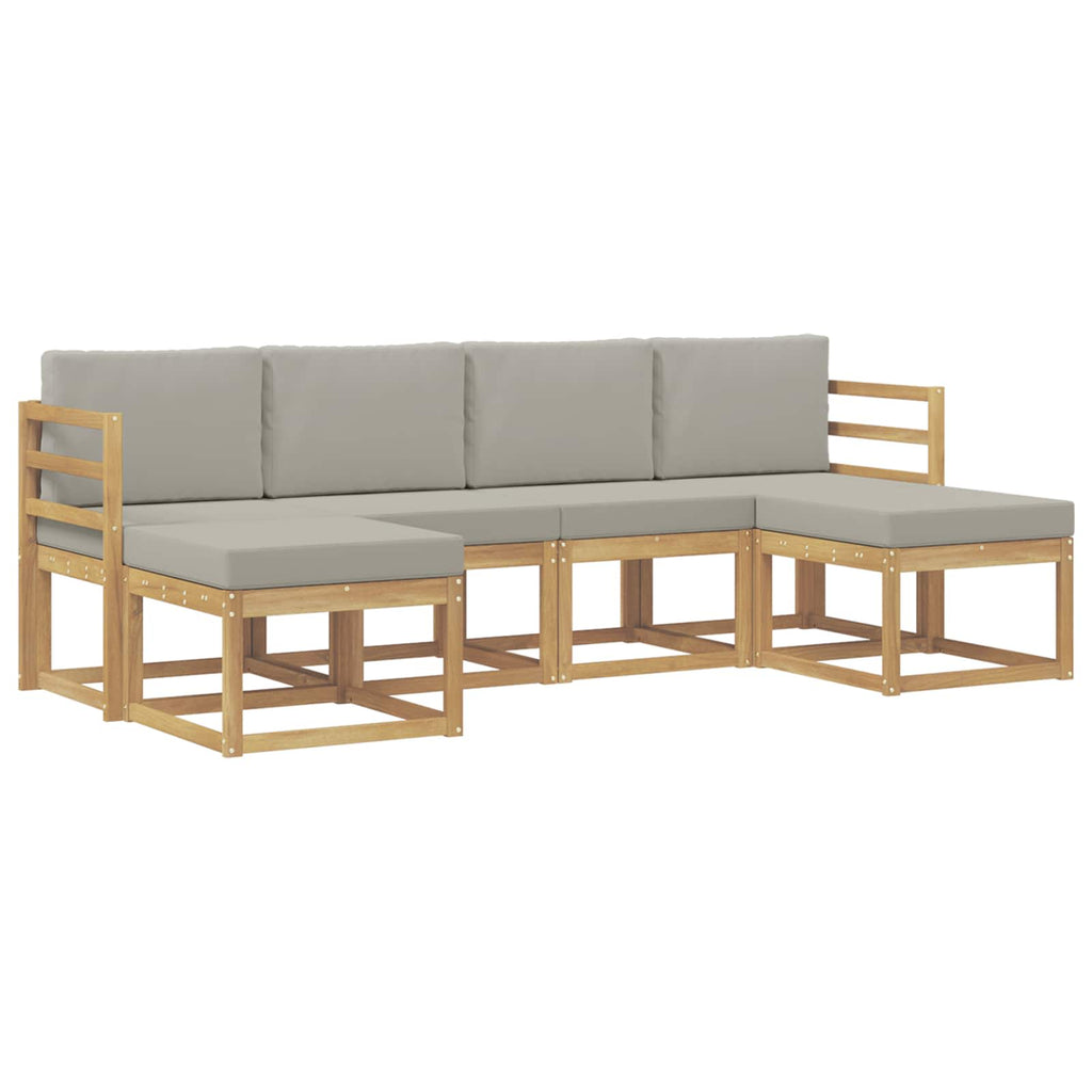 Outdoor-Sofagarnitur mit Kissen 6 pcs Weiß und Hellgrau