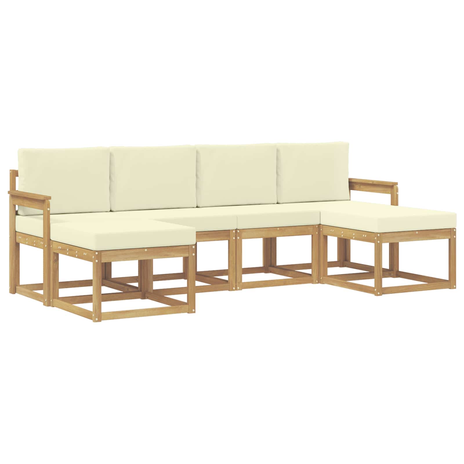 Outdoor-Sofagarnitur mit Kissen 6 pcs Weiß und Creme Polyester