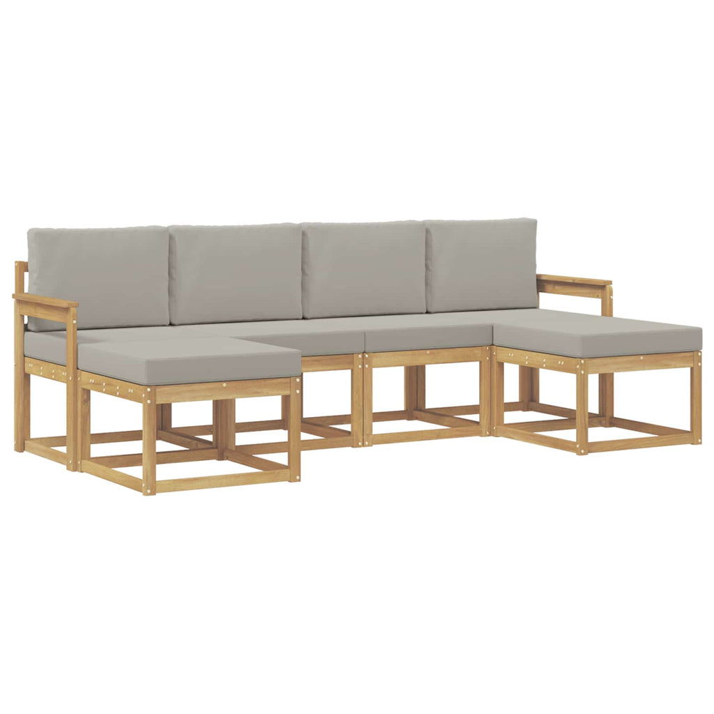 Outdoor-Sofagarnitur mit Kissen 6 pcs Weiß und Hellgrau