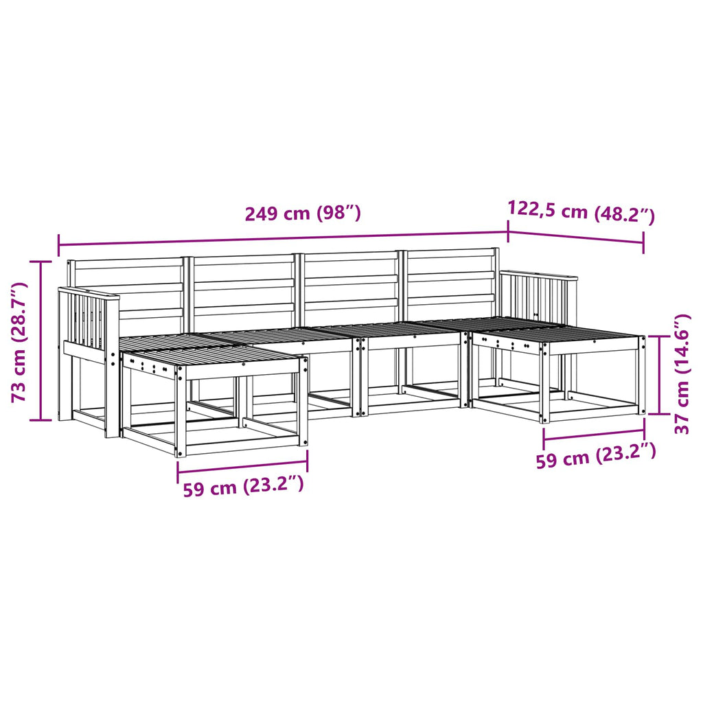 Outdoor-Sofagarnitur 6 pcs Weiß Massivholz Akazie