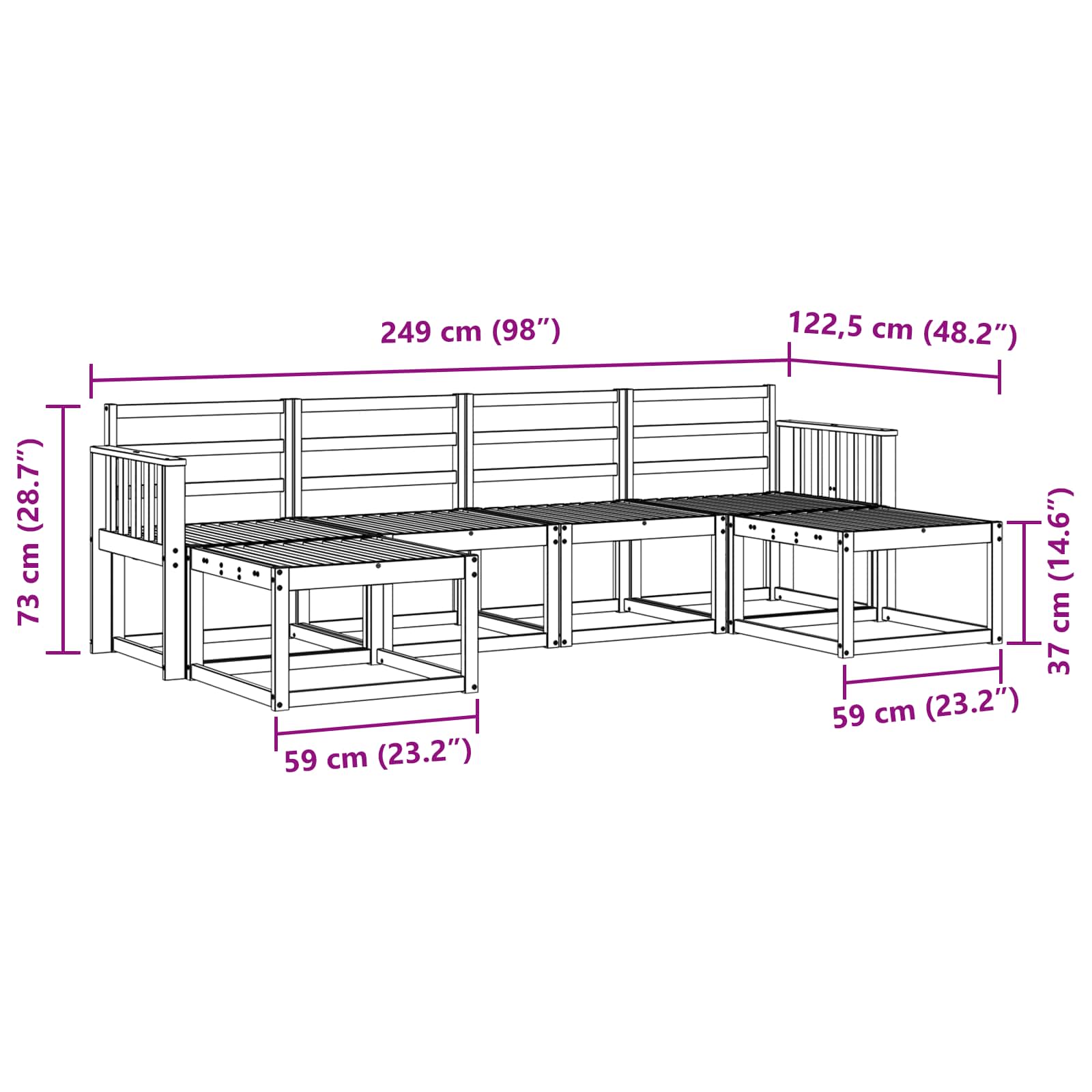 Outdoor-Sofagarnitur 6 pcs Weiß Massivholz Akazie