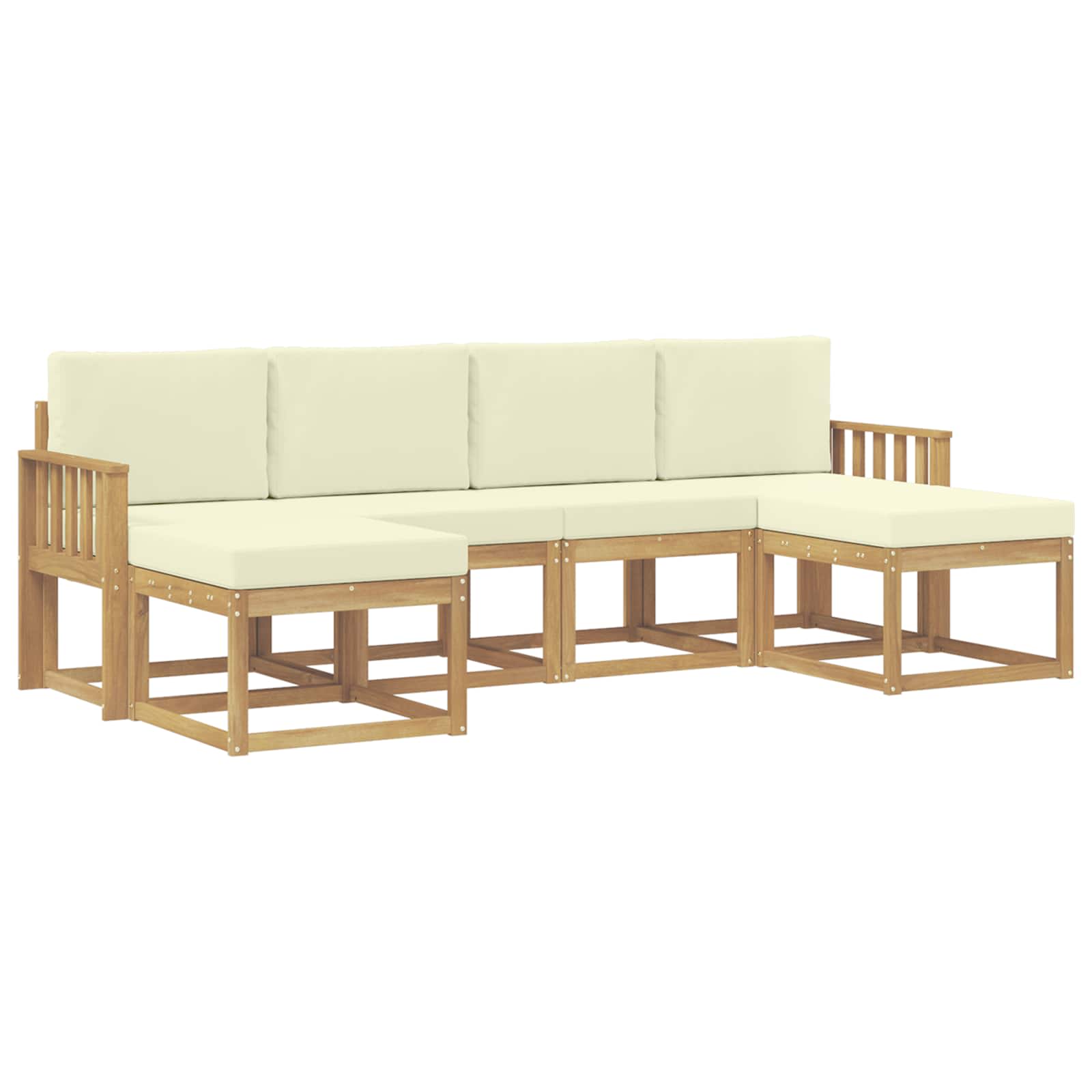 Outdoor-Sofagarnitur mit Kissen 6 pcs Weiß und Creme Polyester