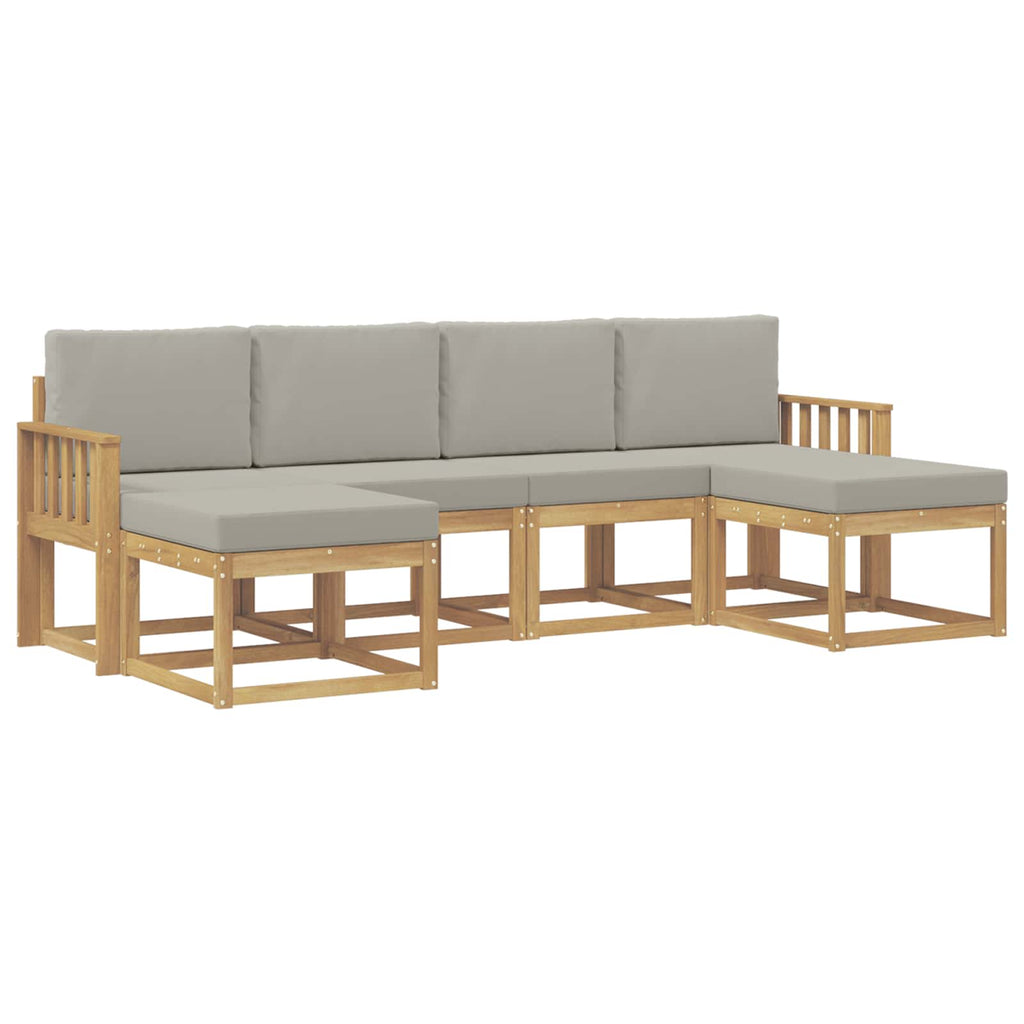 Outdoor-Sofagarnitur mit Kissen 6 pcs Weiß und Hellgrau