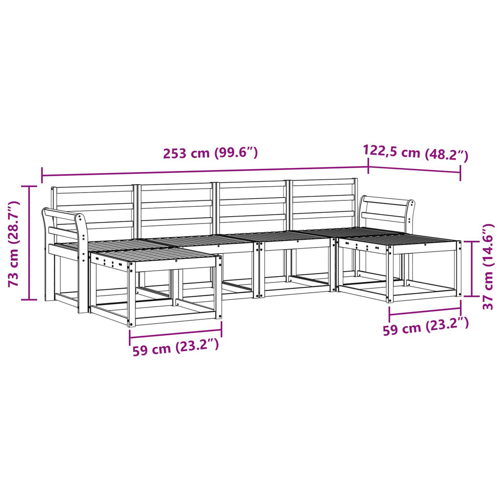 Outdoor-Sofagarnitur 6 pcs Weiß Massivholz Akazie