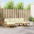 Outdoor-Sofagarnitur mit Kissen 6 pcs Weiß und Creme Polyester