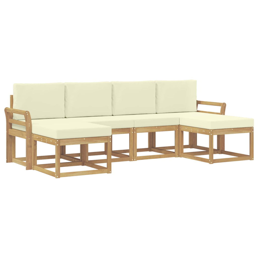 Outdoor-Sofagarnitur mit Kissen 6 pcs Weiß und Creme Polyester