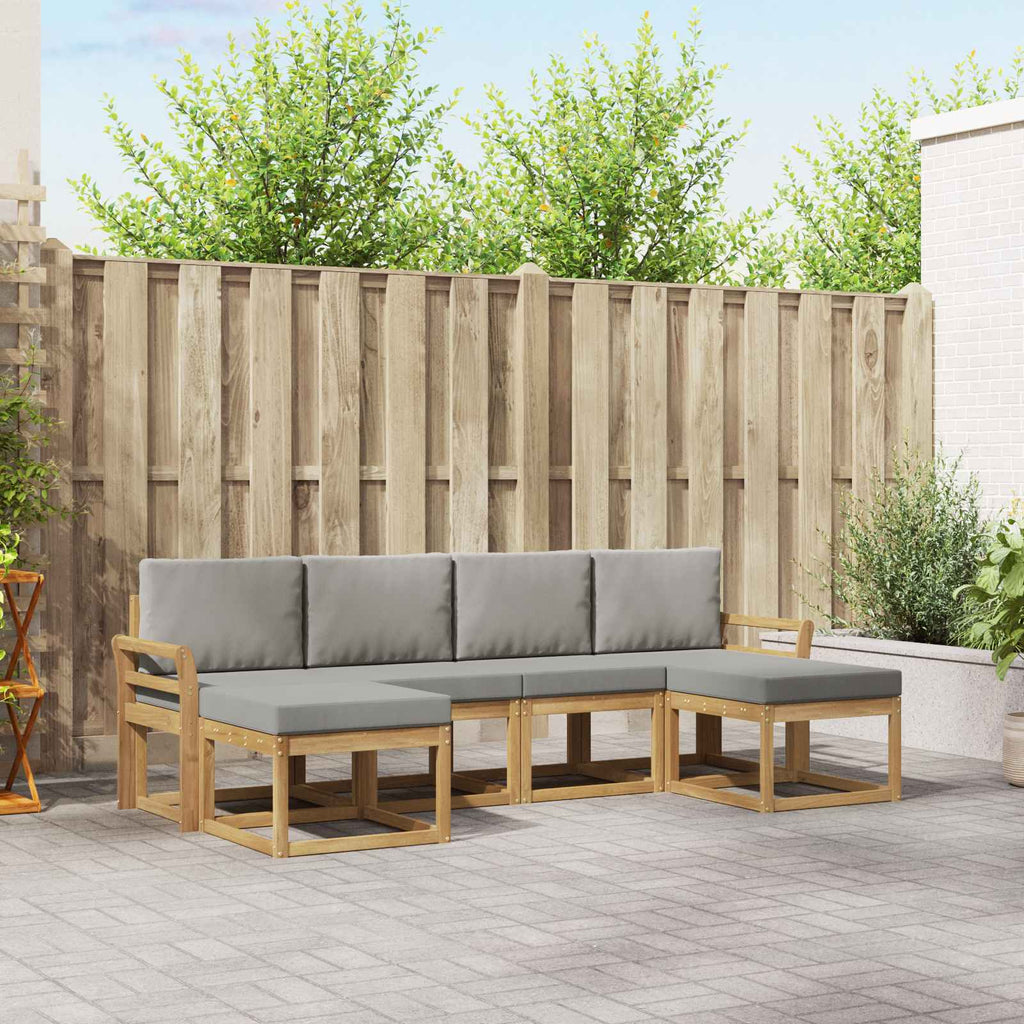 Outdoor-Sofagarnitur mit Kissen 6 pcs Weiß und Hellgrau