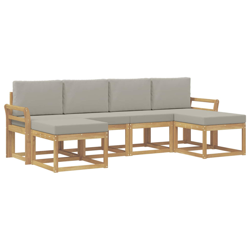 Outdoor-Sofagarnitur mit Kissen 6 pcs Weiß und Hellgrau