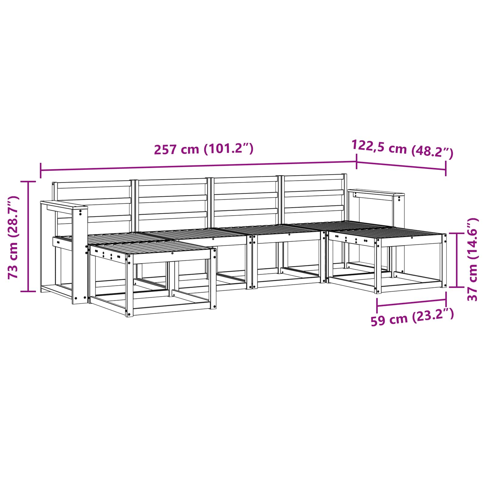Outdoor-Sofagarnitur 6 pcs Weiß Massivholz Akazie