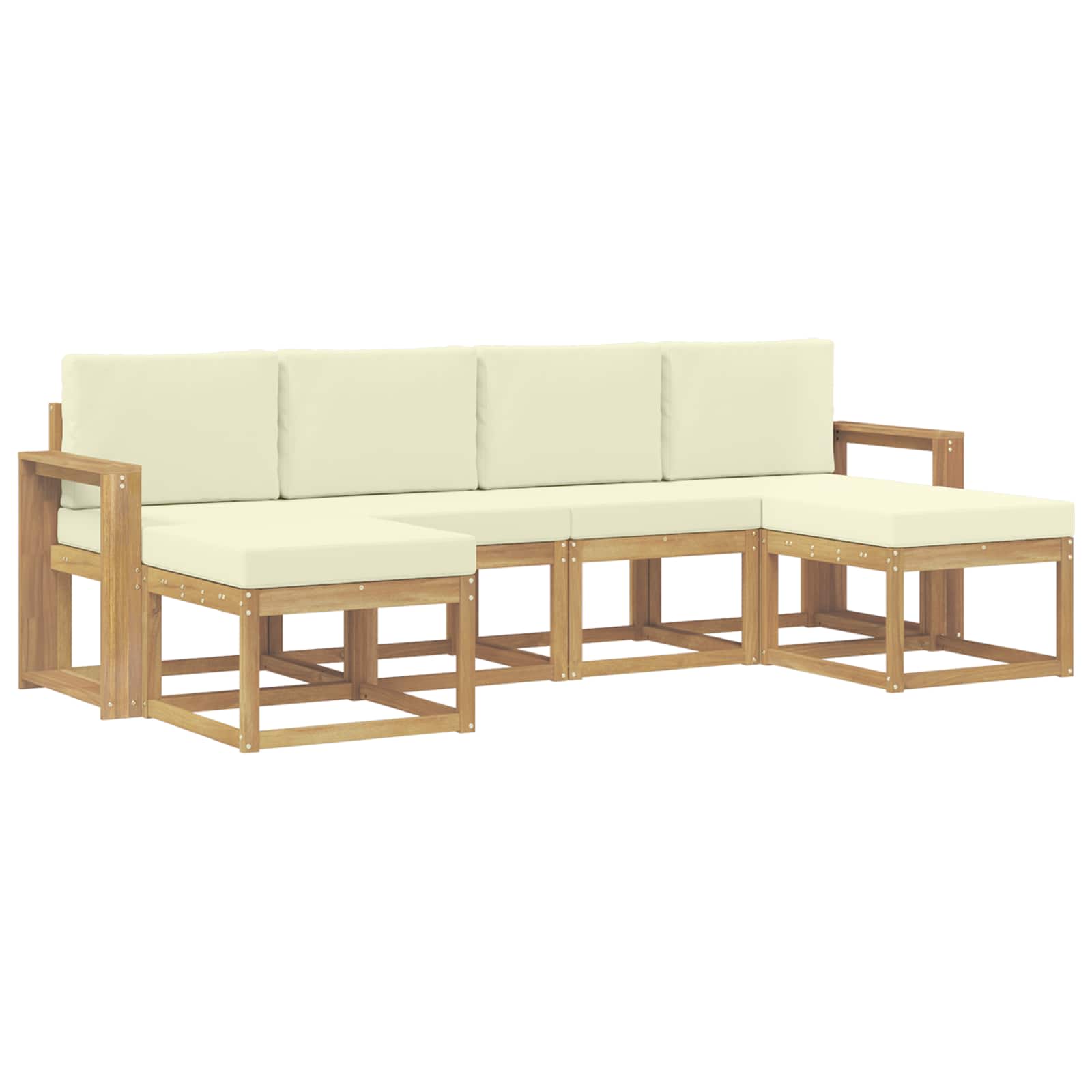 Outdoor-Sofagarnitur mit Kissen 6 pcs Weiß und Creme Polyester