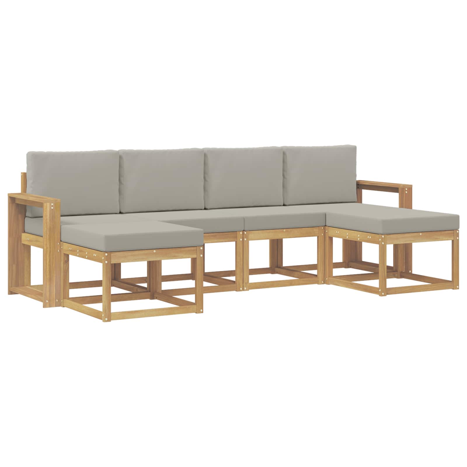 Outdoor-Sofagarnitur mit Kissen 6 pcs Weiß und Hellgrau