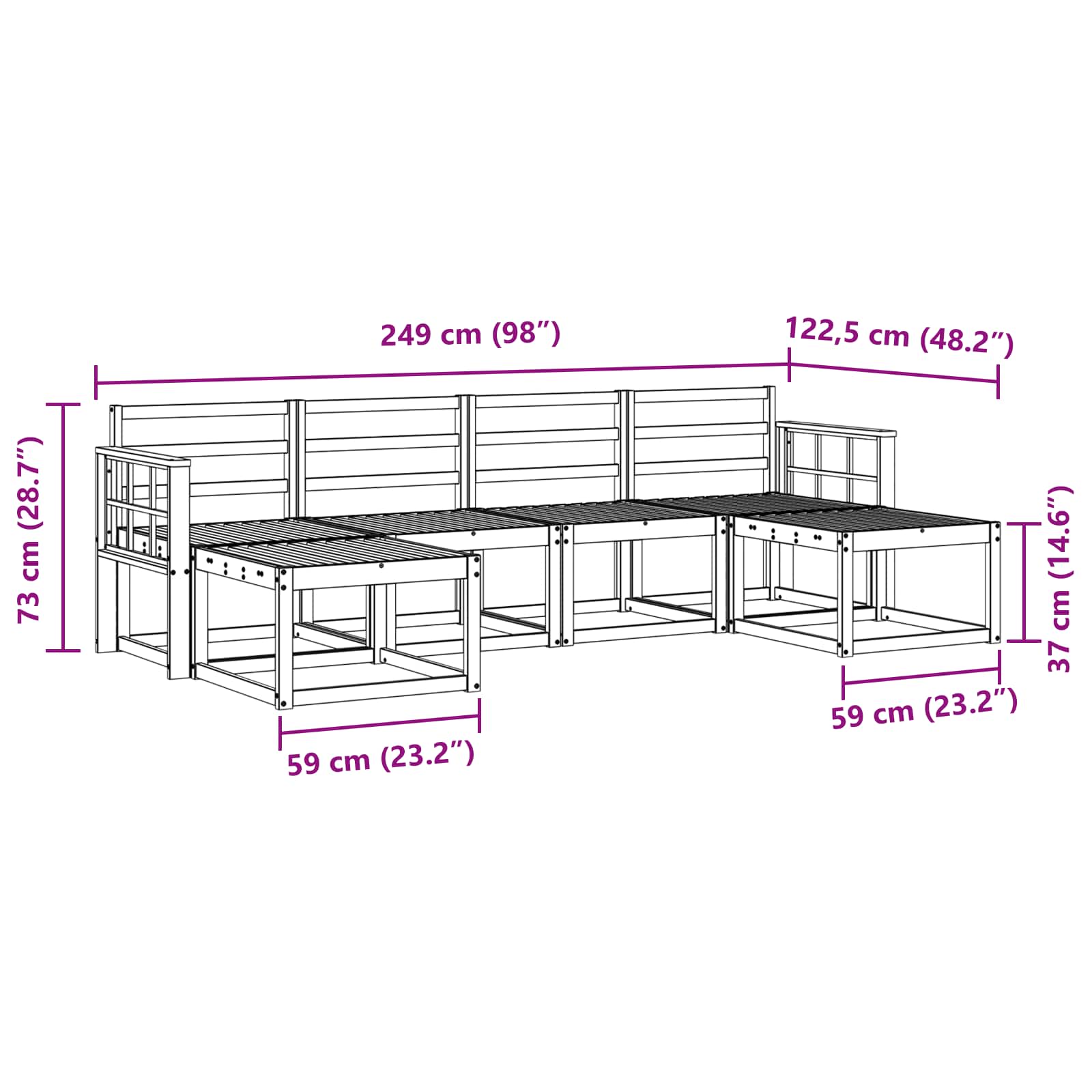 Outdoor-Sofagarnitur 6 pcs Weiß Massivholz Akazie
