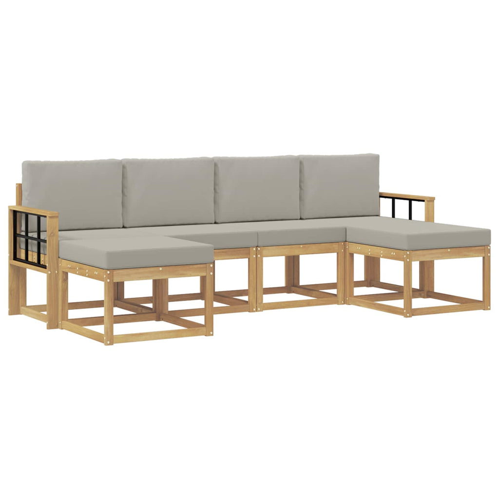 Outdoor-Sofagarnitur mit Kissen 6 pcs Weiß und Hellgrau