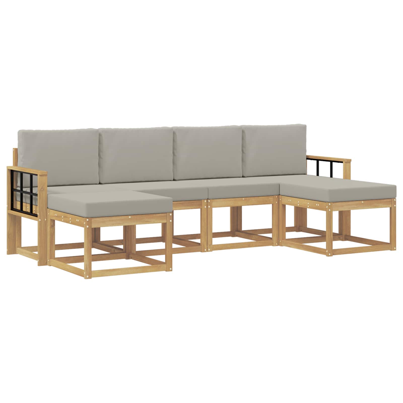 Outdoor-Sofagarnitur mit Kissen 6 pcs Weiß und Hellgrau