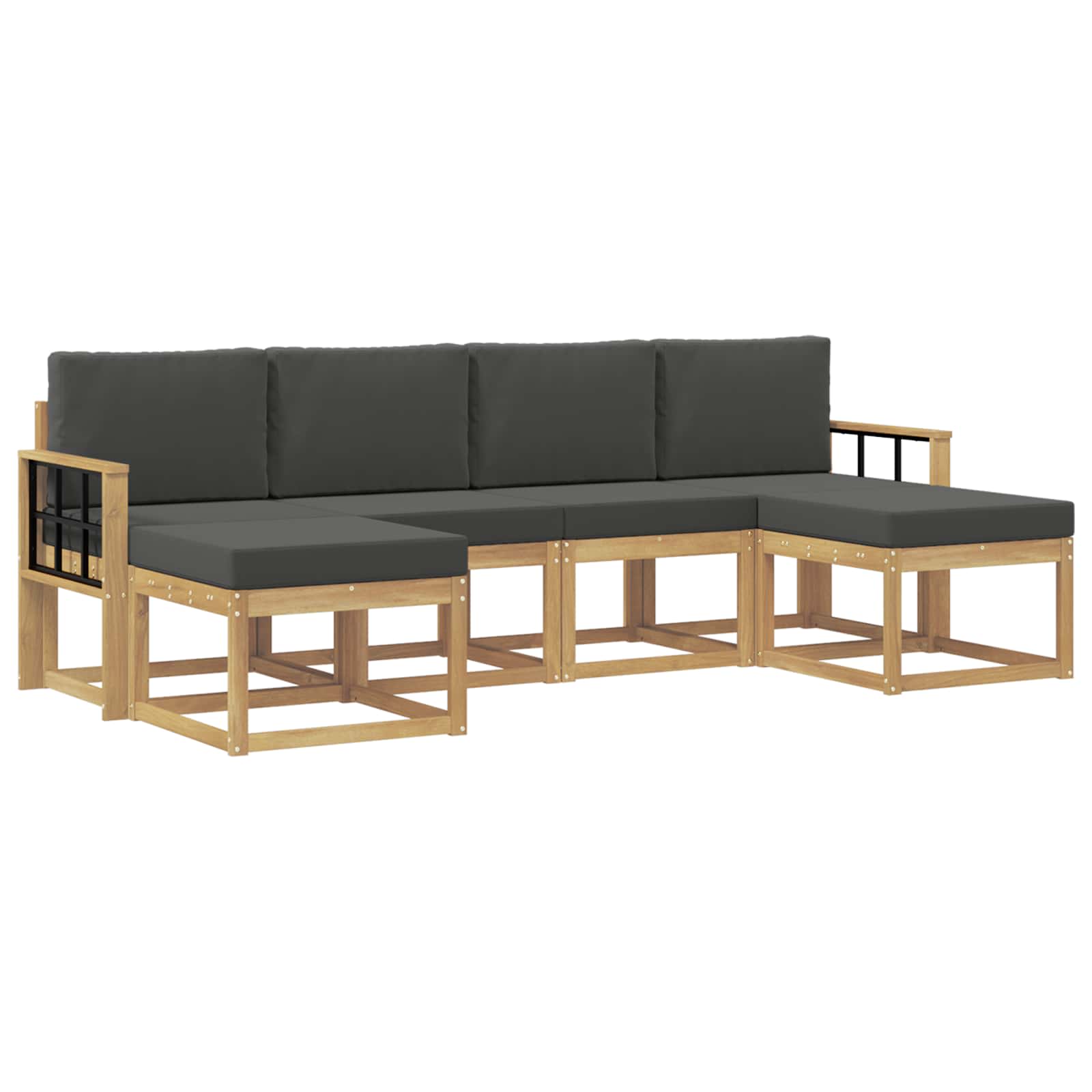 Outdoor-Sofagarnitur 6 pcs Weiß und Anthrazit Polyester