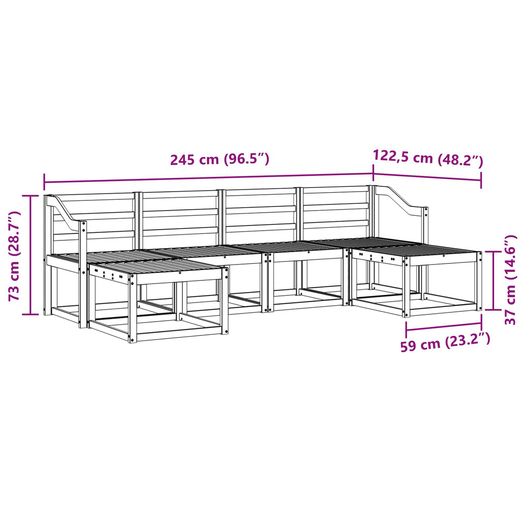 Outdoor-Sofagarnitur 6 pcs Weiß Massivholz Akazie