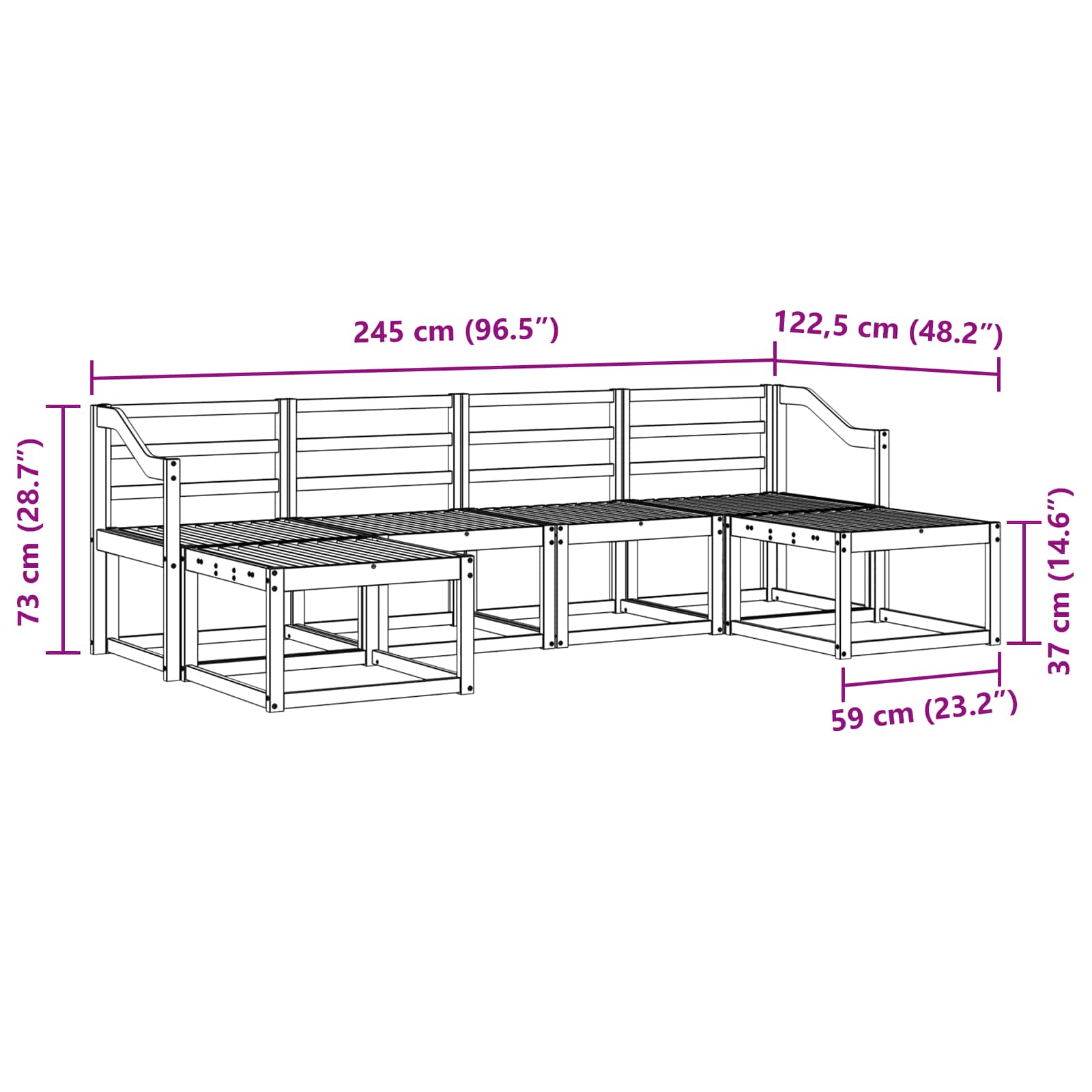 Outdoor-Sofagarnitur 6 pcs Weiß Massivholz Akazie
