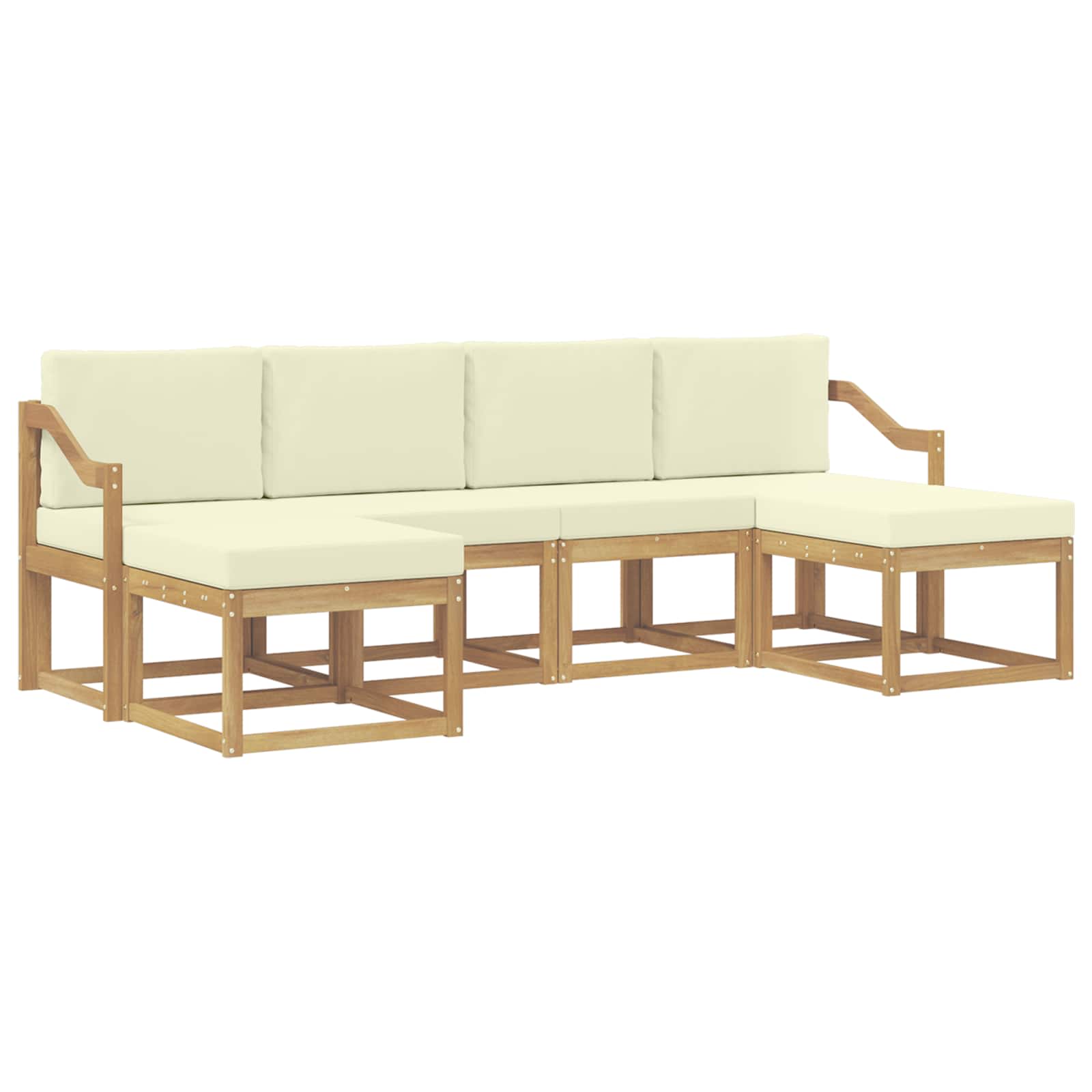 Outdoor-Sofagarnitur mit Kissen 6 pcs Weiß und Creme Polyester