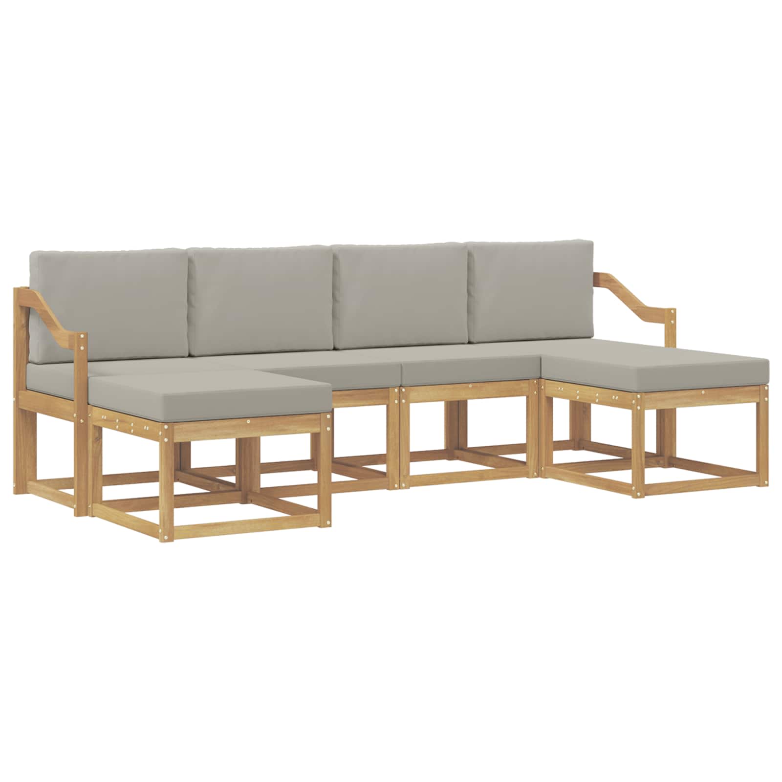Outdoor-Sofagarnitur mit Kissen 6 pcs Weiß und Hellgrau