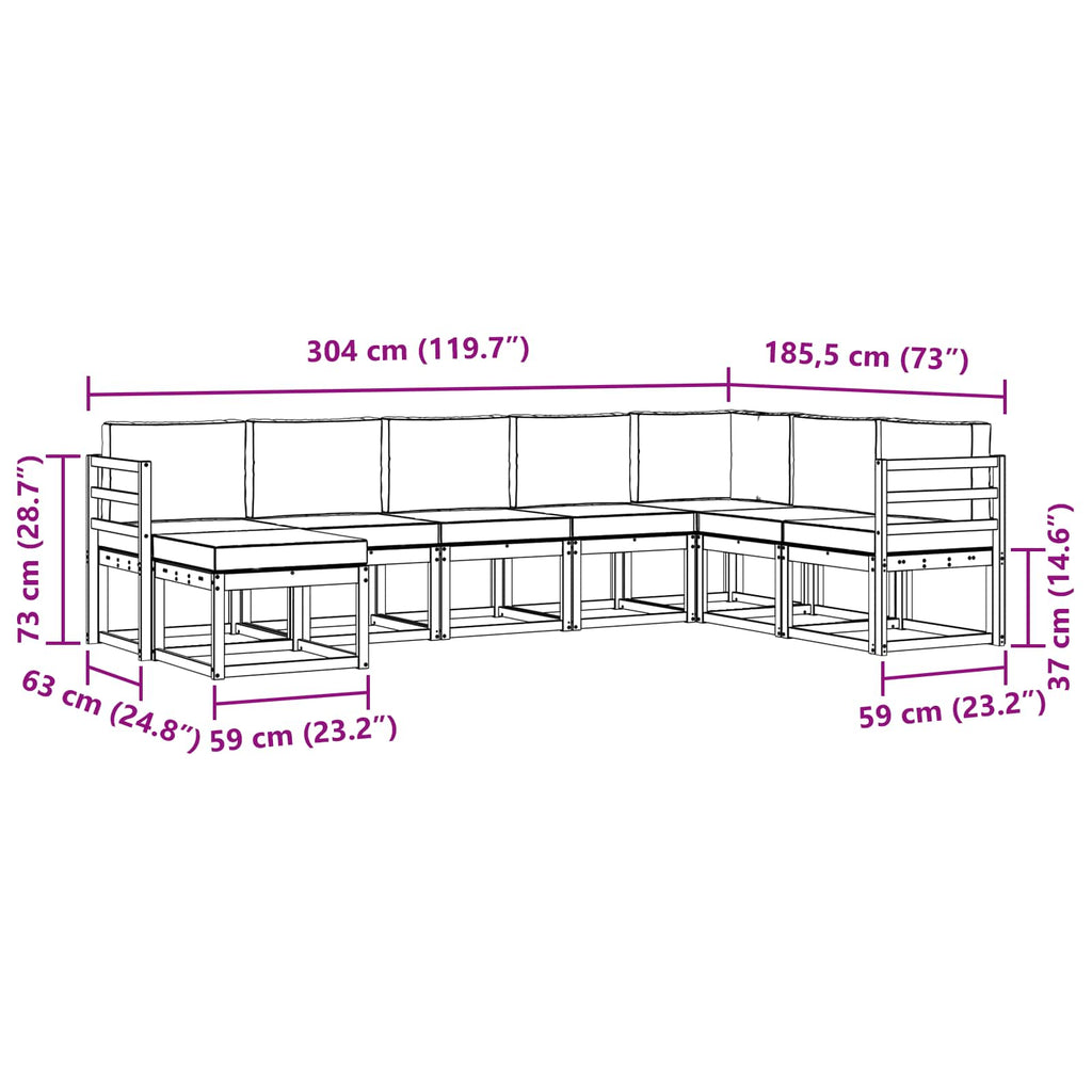 Outdoor-Sofagarnitur mit Kissen 8 pcs Weiß und Creme