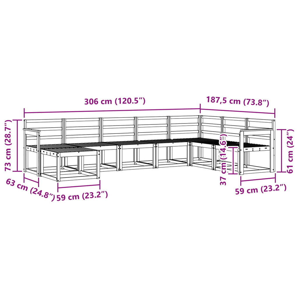 Outdoor-Sofagarnitur 8 pcs Weiß Massivholz Akazie