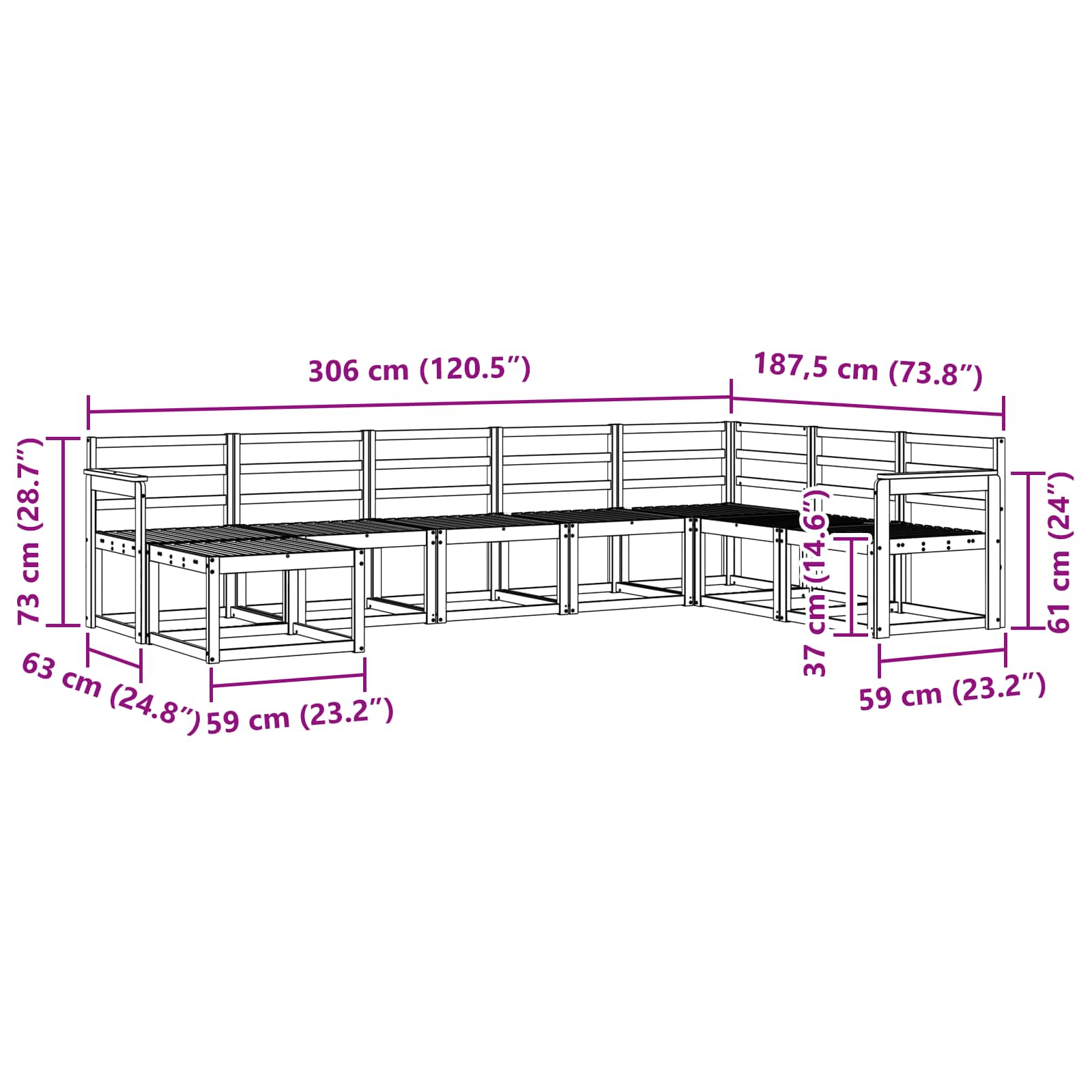 Outdoor-Sofagarnitur 8 pcs Weiß Massivholz Akazie