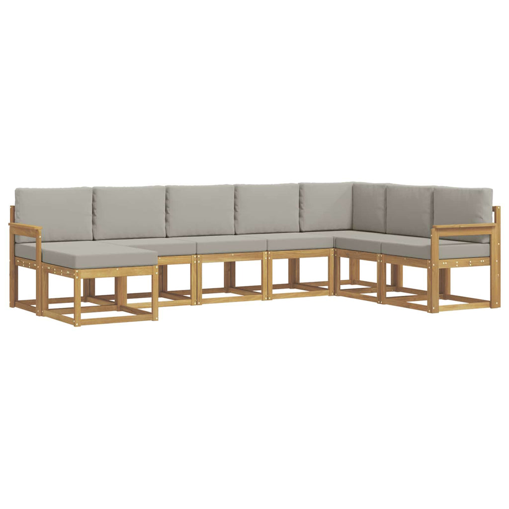 Outdoor-Sofagarnitur mit Kissen 8 pcs Weiß und Hellgrau