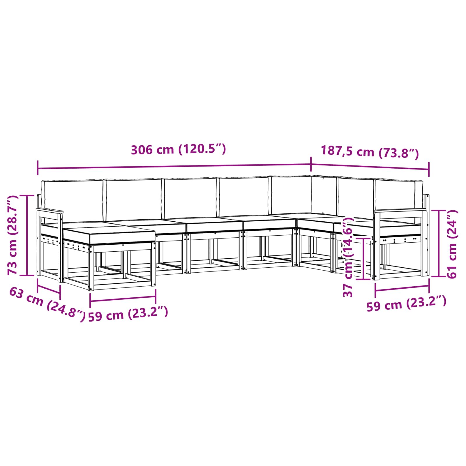Outdoor-Sofagarnitur mit Kissen 8 pcs Weiß und Anthrazit