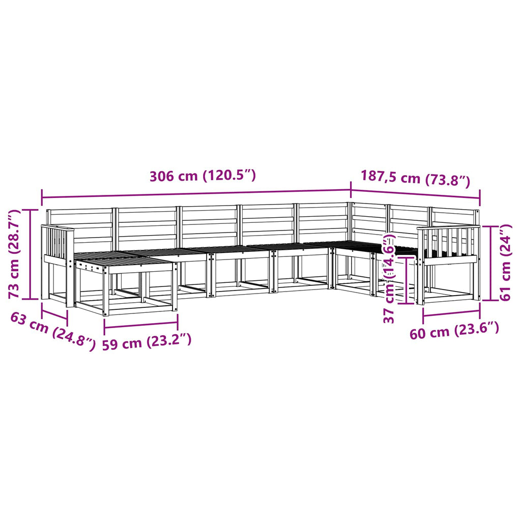 Outdoor-Sofagarnitur 8 pcs Weiß Massivholz Akazie