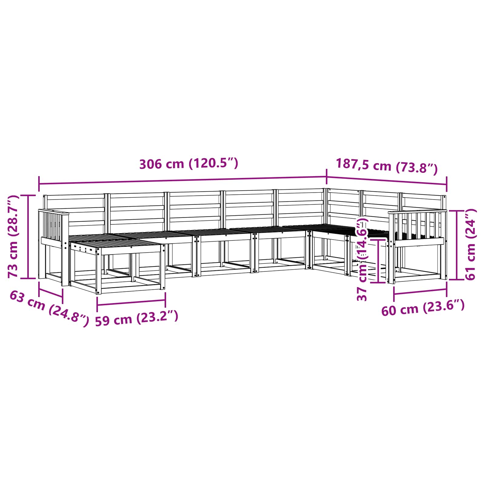 Outdoor-Sofagarnitur 8 pcs Weiß Massivholz Akazie