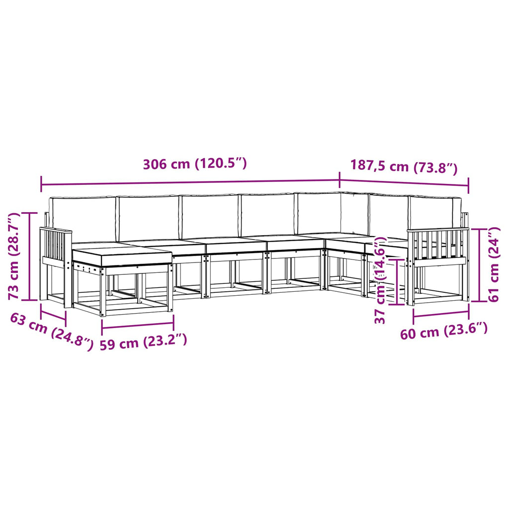 Outdoor-Sofagarnitur mit Kissen 8 pcs Weiß und Hellgrau