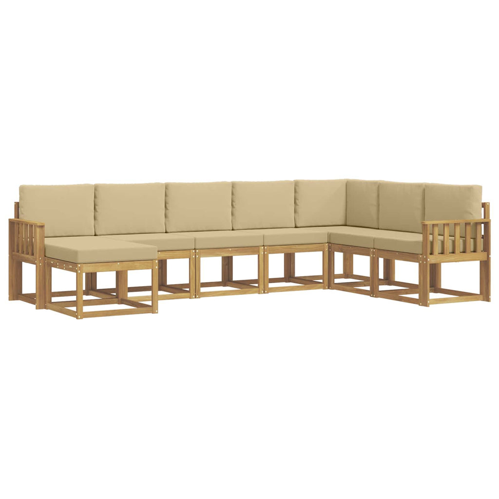 Outdoor-Sofagarnitur mit Kissen 8 pcs Weiß und Beige