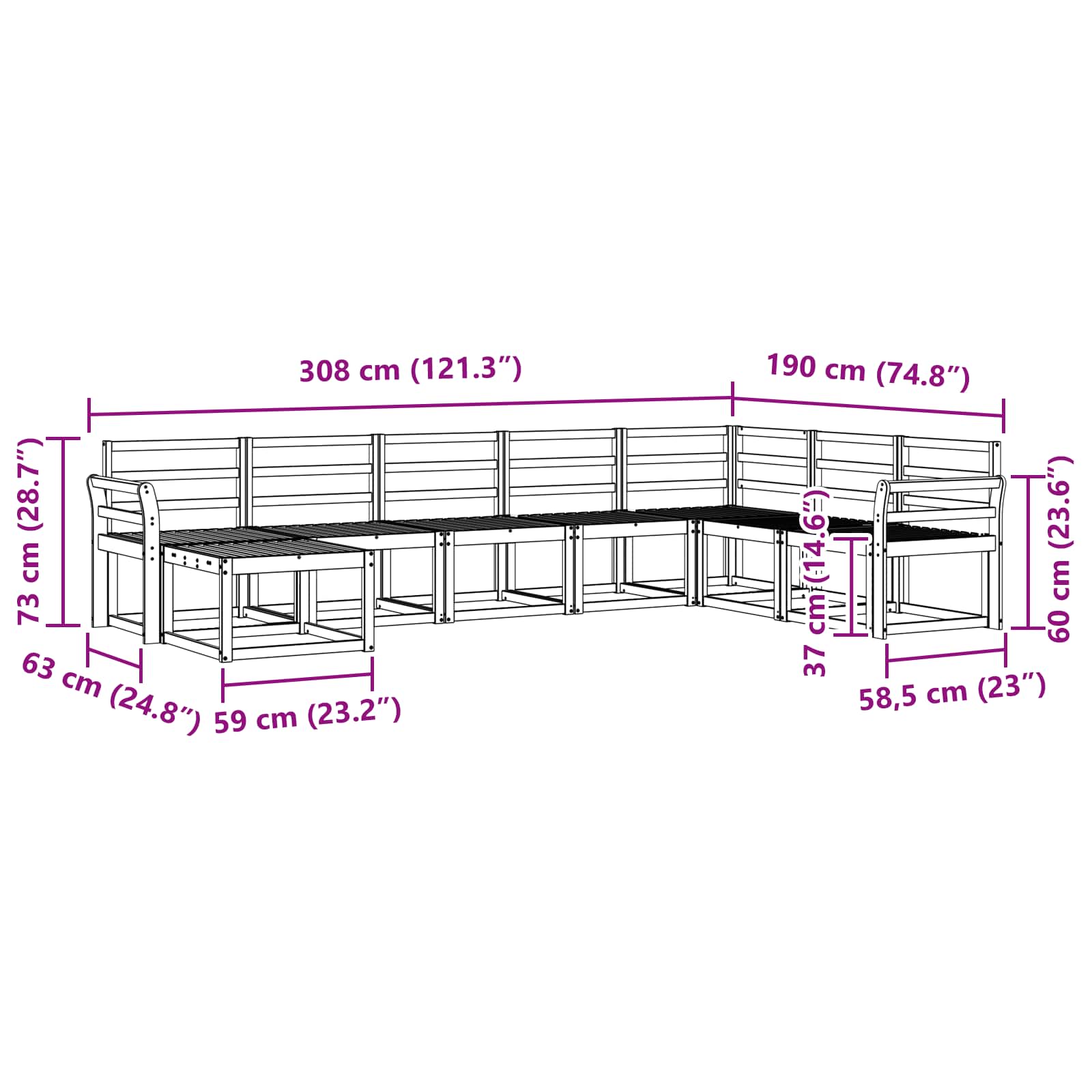 Outdoor-Sofagarnitur 8 pcs Weiß Massivholz Akazie