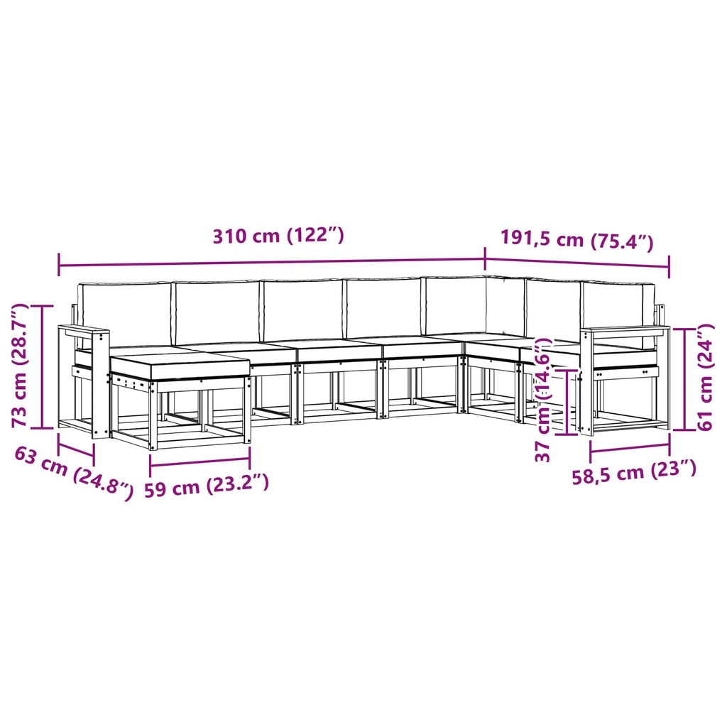 Outdoor-Sofagarnitur mit Kissen 8 pcs Weiß und Creme