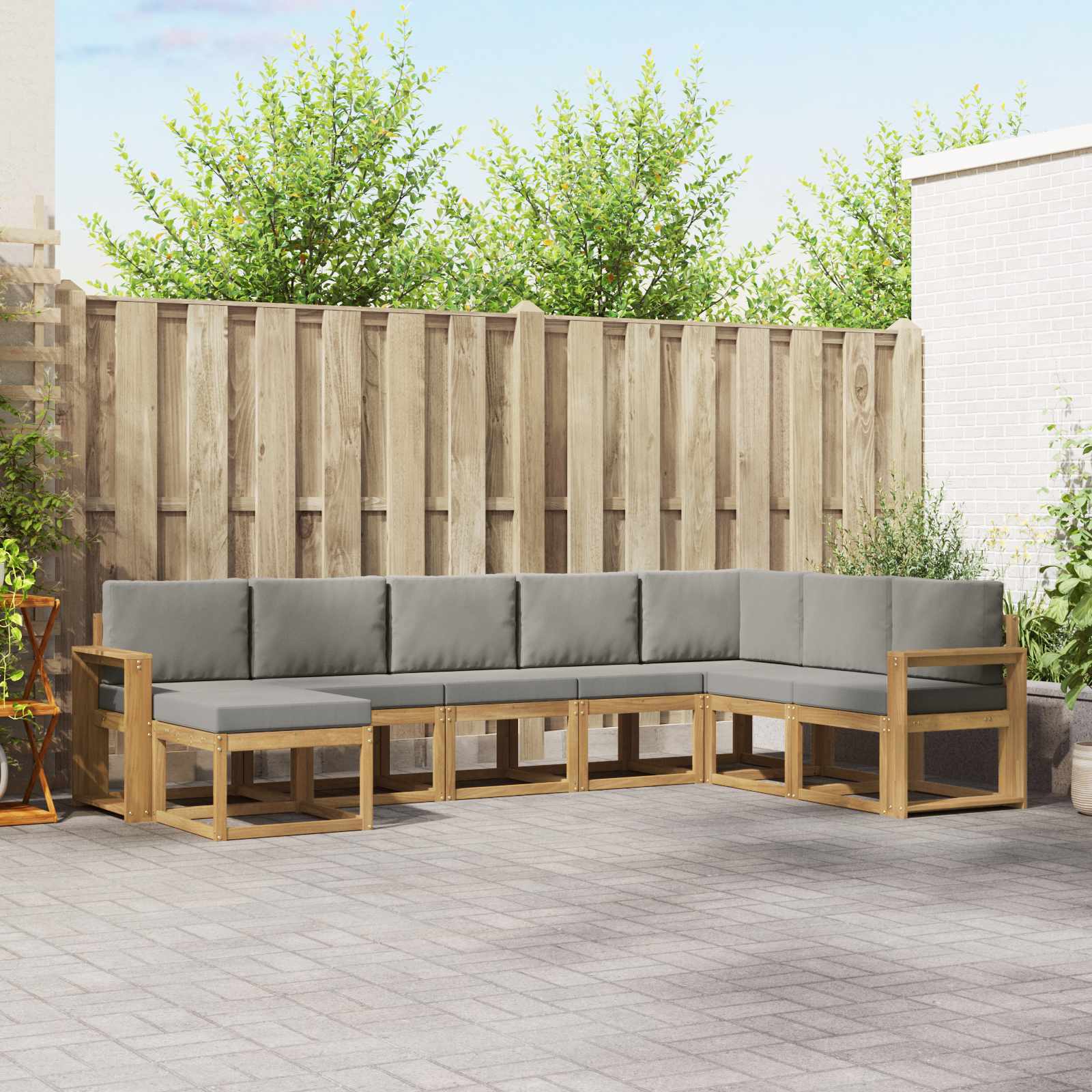 Outdoor-Sofagarnitur mit Kissen 8 pcs Weiß und Hellgrau