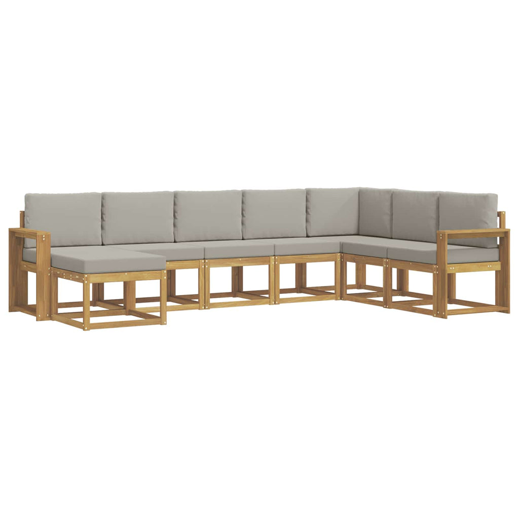 Outdoor-Sofagarnitur mit Kissen 8 pcs Weiß und Hellgrau
