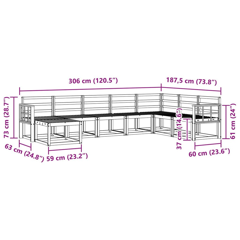 Outdoor-Sofagarnitur 8 pcs Weiß Massivholz Akazie