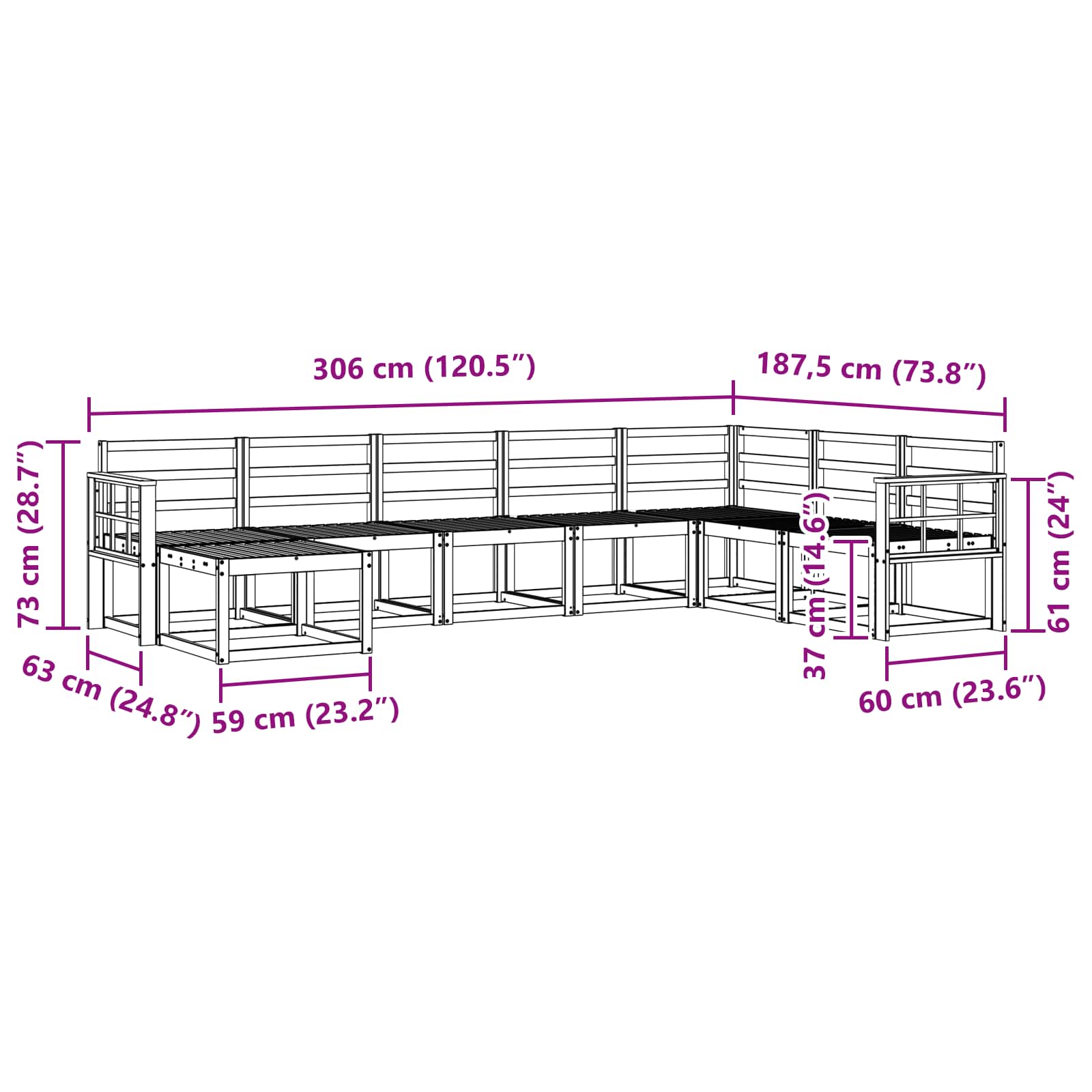 Outdoor-Sofagarnitur 8 pcs Weiß Massivholz Akazie