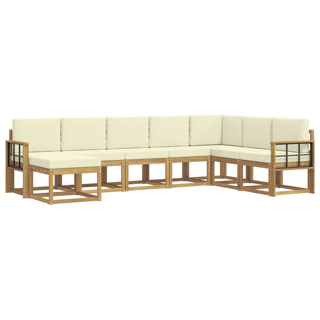 Outdoor-Sofagarnitur mit Kissen 8 pcs Weiß und Creme