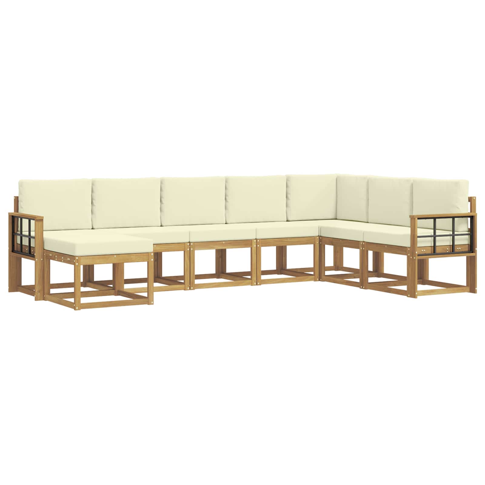 Outdoor-Sofagarnitur mit Kissen 8 pcs Weiß und Creme