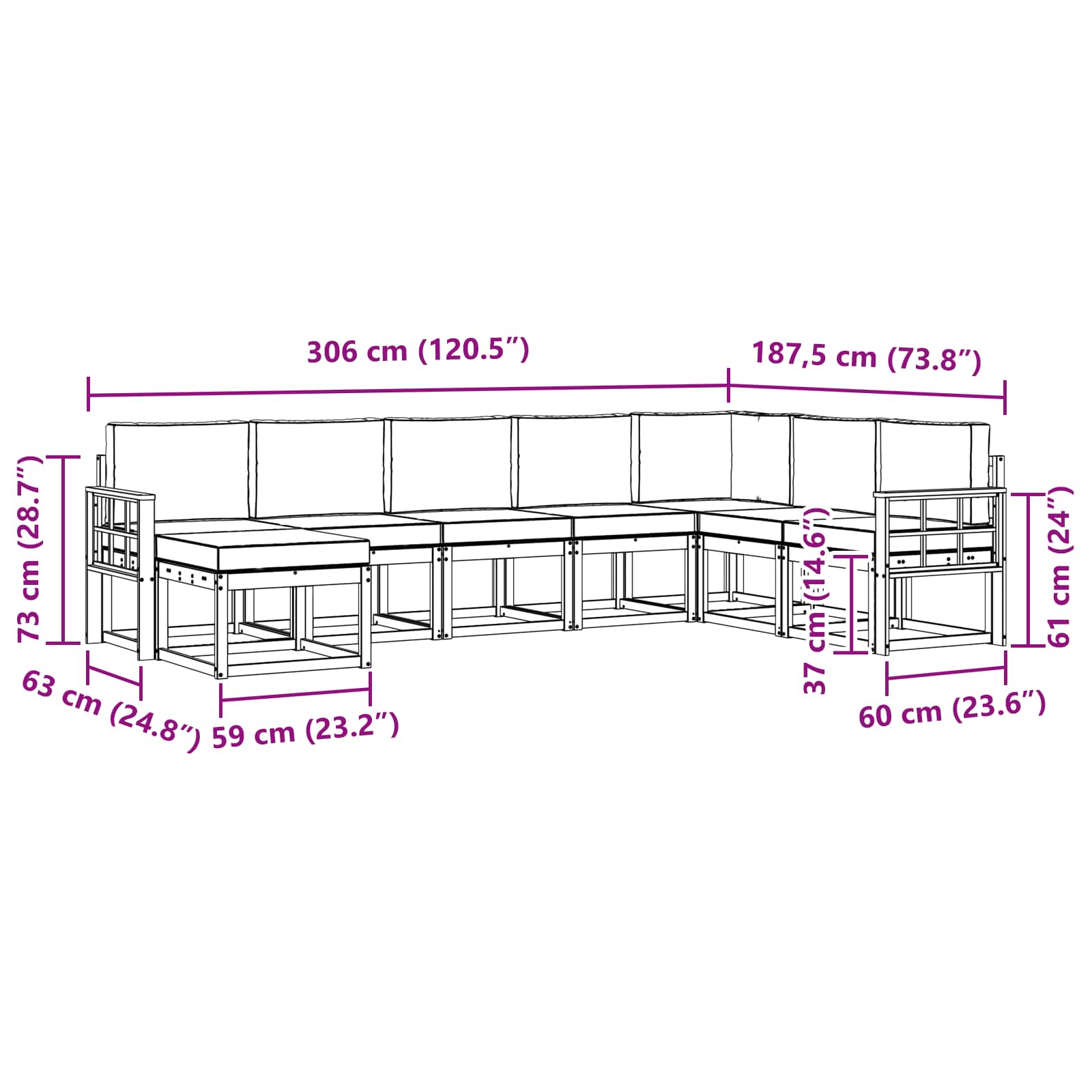 Outdoor-Sofagarnitur mit Kissen 8 pcs Weiß und Hellgrau