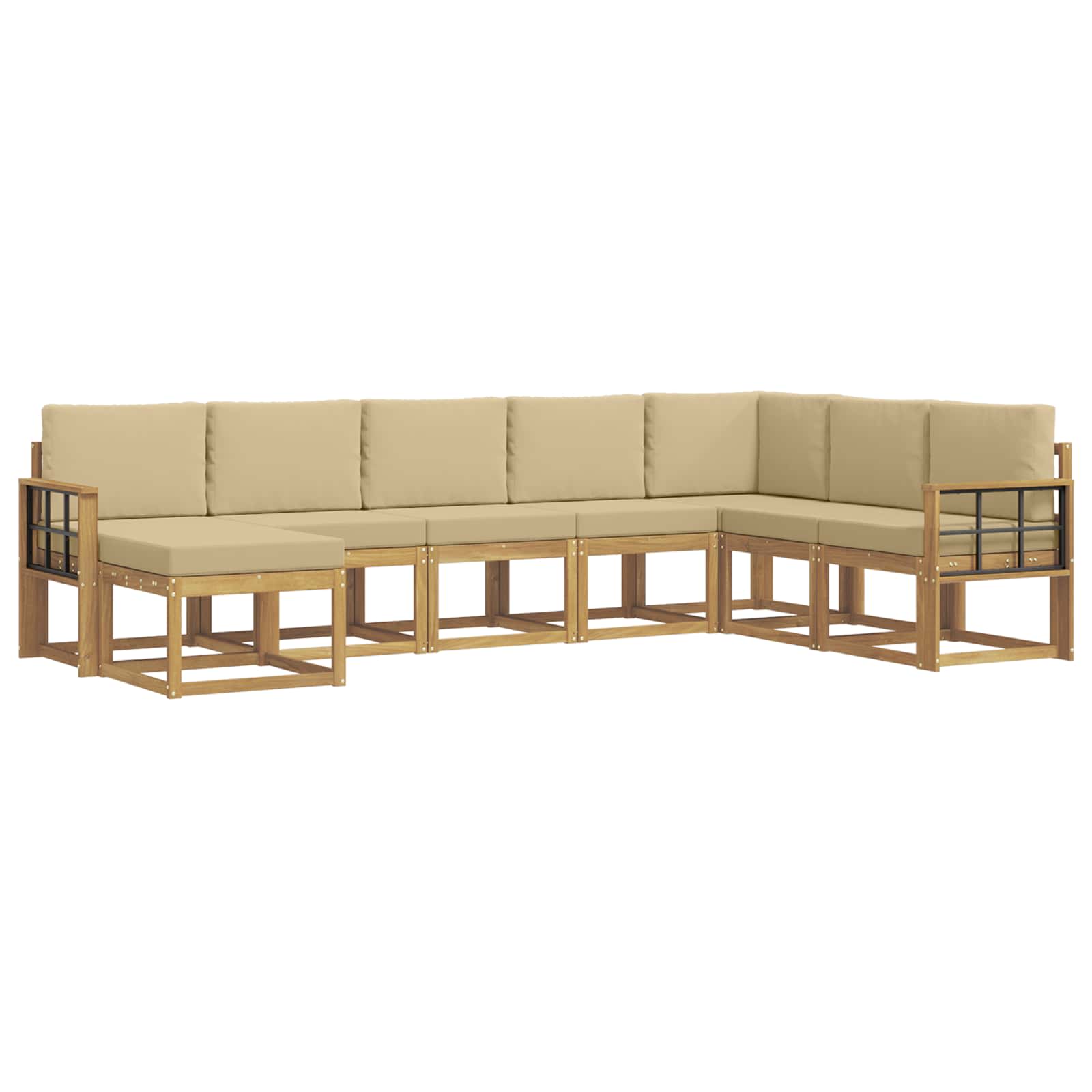 Outdoor-Sofagarnitur mit Kissen 8 pcs Weiß und Beige