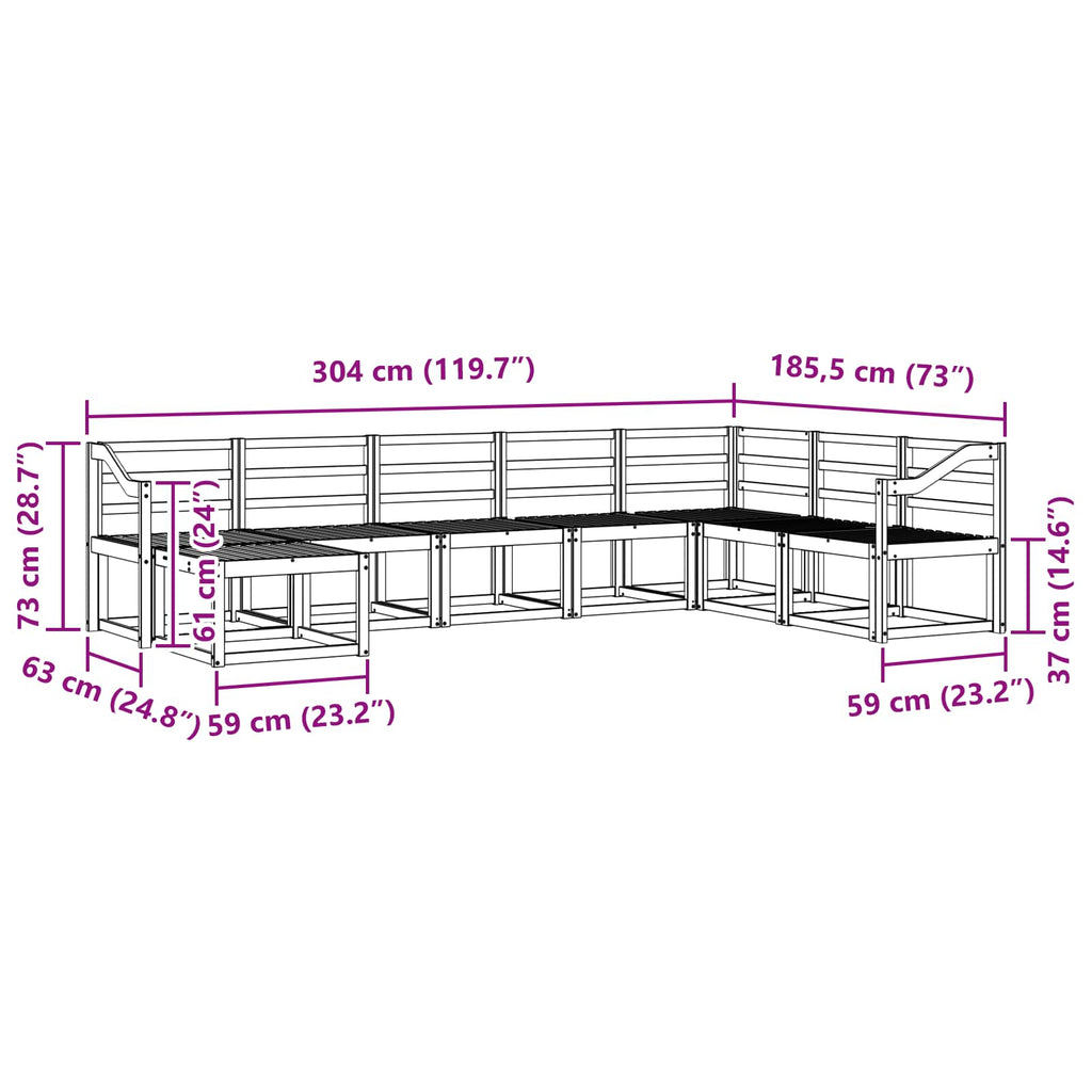 Outdoor-Sofagarnitur 8 pcs Weiß Massivholz Akazie