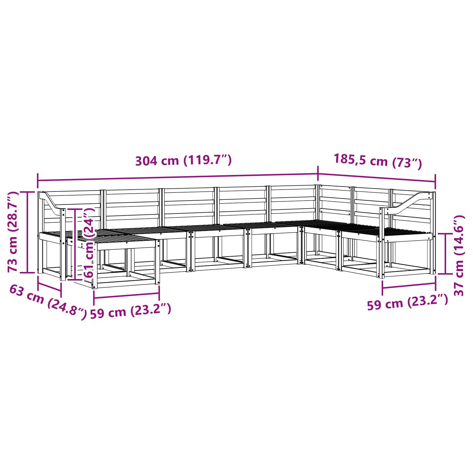 Outdoor-Sofagarnitur 8 pcs Weiß Massivholz Akazie