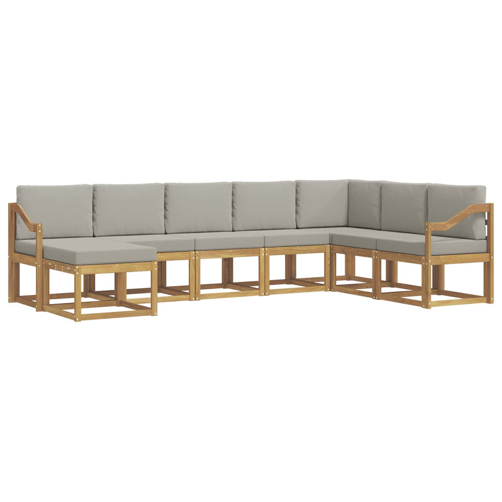 Outdoor-Sofagarnitur mit Kissen 8 pcs Weiß und Hellgrau
