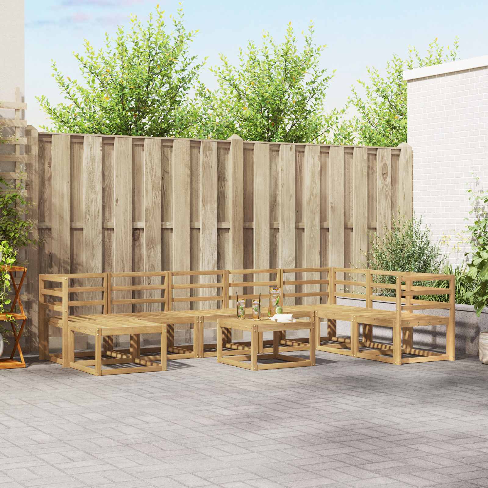 Outdoor-Sofagarnitur 9 pcs Weiß Massivholz Akazie
