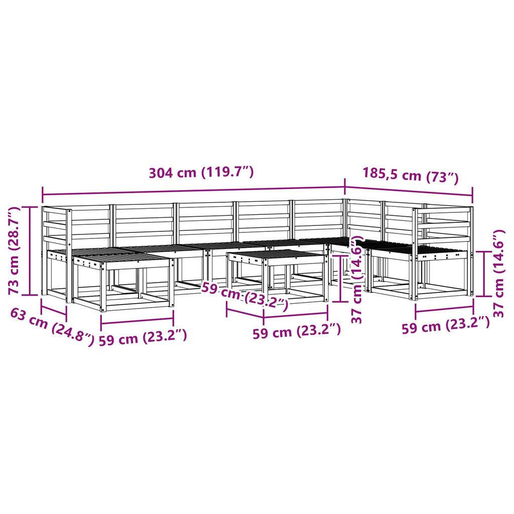 Outdoor-Sofagarnitur 9 pcs Weiß Massivholz Akazie