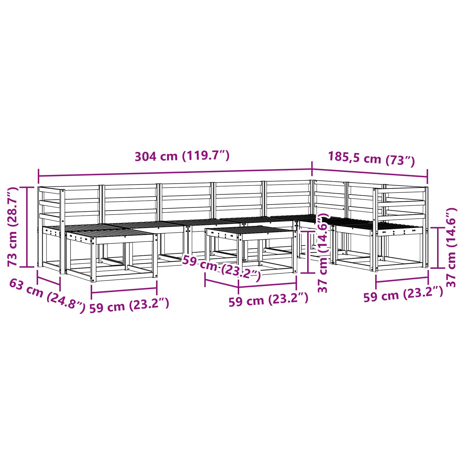Outdoor-Sofagarnitur 9 pcs Weiß Massivholz Akazie